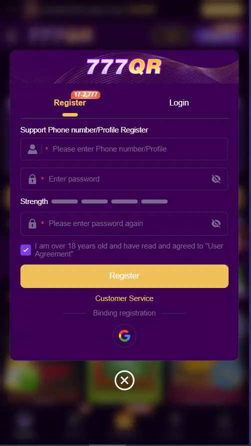 777QR REGISTER